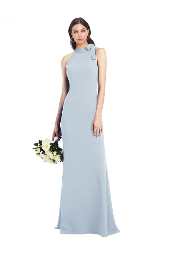 Affordable Trumpet High Neck Stretch Crepe Long Light Sky Blue Semi Formal Evening Dress Canada
