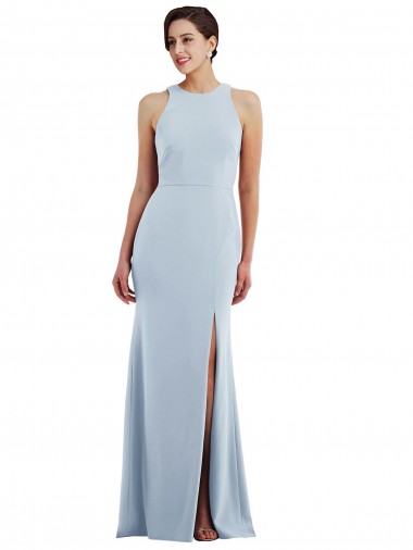 Affordable Trumpet Jewel Neck Stretch Crepe Long Light Sky Blue Formal Evening Dress Canada