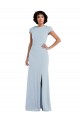 Affordable Trumpet Jewel Neck Stretch Crepe Long Light Sky Blue Semi Formal Evening Dress Canada