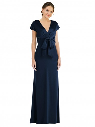 Affordable Trumpet Off the Shoulder Stretch Crepe Long Dark Navy Formal Evening Dress Canada