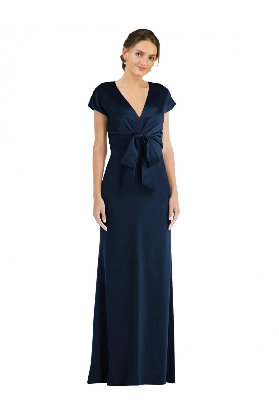 Affordable Trumpet Off the Shoulder Stretch Crepe Long Dark Navy Formal Evening Dress Canada
