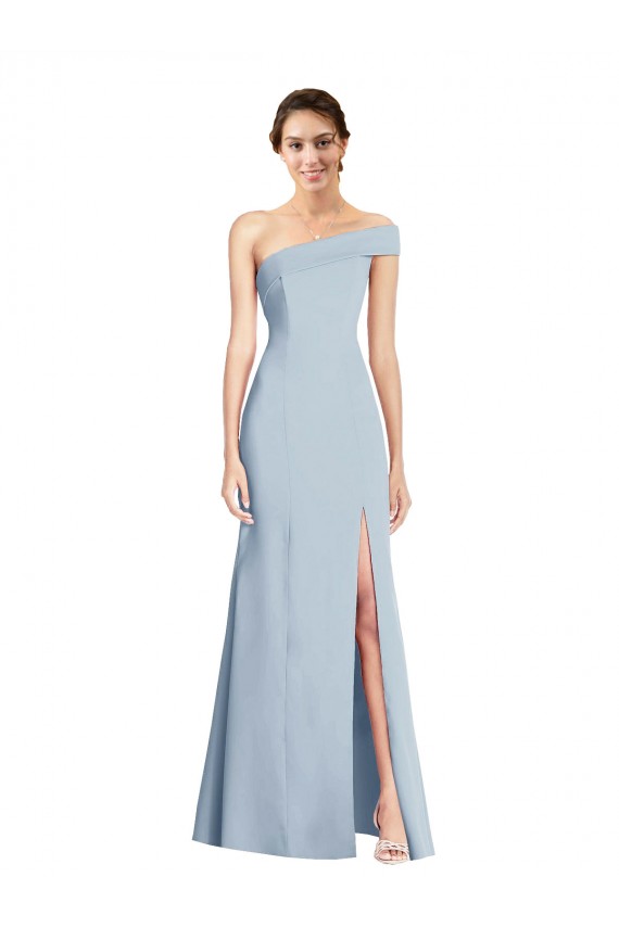 Affordable Trumpet Off the Shoulder Stretch Crepe Long Light Sky Blue Formal Evening Dress Canada