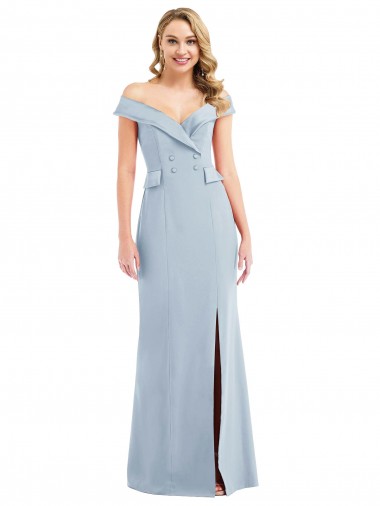 Affordable Trumpet Off the Shoulder Stretch Crepe Long Light Sky Blue Semi Formal Evening Dress Canada