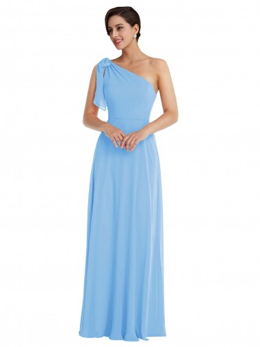 Affordable Trumpet One Shoulder Soft Chiffon Long Periwinkle Semi Formal Evening Dress Canada