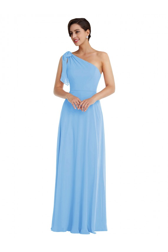 Affordable Trumpet One Shoulder Soft Chiffon Long Periwinkle Semi Formal Evening Dress Canada