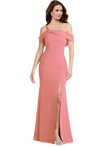 Affordable Trumpet One Shoulder Stretch Crepe Long Hot Pink Semi Formal Evening Dress Canada