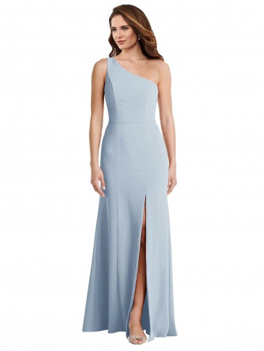 Affordable Trumpet One Shoulder Stretch Crepe Long Light Sky Blue Formal Evening Dress Canada