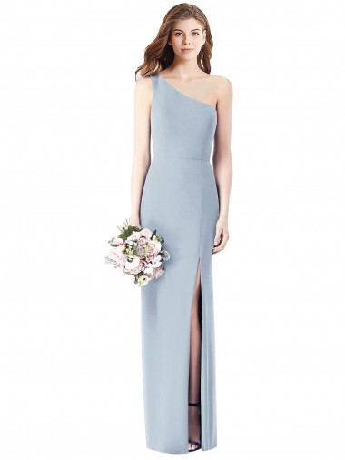 Affordable Trumpet One Shoulder Stretch Crepe Long Light Sky Blue Semi Formal Evening Dress Canada