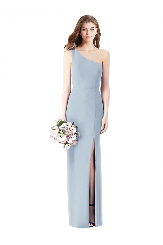 Affordable Trumpet One Shoulder Stretch Crepe Long Light Sky Blue Semi Formal Evening Dress Canada