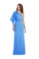 Affordable Trumpet One Shoulder Stretch Crepe Long Peacock Blue Semi Formal Evening Dress Canada