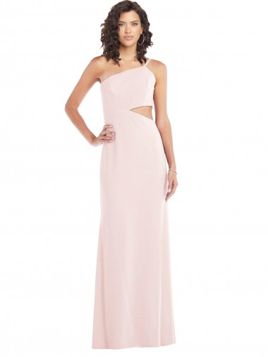 Affordable Trumpet One Shoulder Stretch Crepe Long Pink Formal Evening Dress Canada