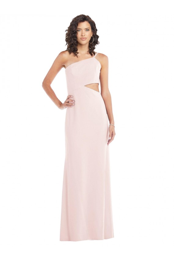 Affordable Trumpet One Shoulder Stretch Crepe Long Pink Formal Evening Dress Canada