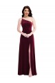 Affordable Trumpet One Shoulder Stretch Velvet Long Burgundy Black Tie Evening Dress Canada