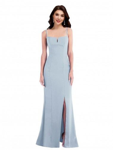 Affordable Trumpet Spaghetti Straps Stretch Crepe Long Light Sky Blue Formal Evening Dress Canada