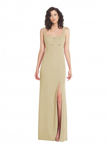 Affordable Trumpet Square Neck Stretch Crepe Long Champagne Formal Evening Dress Canada