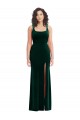 Affordable Trumpet Square Neck Stretch Velvet Long Dark Green Semi Formal Evening Dress Canada