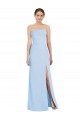 Affordable Trumpet Strapless Soft Chiffon Long Light Sky Blue Black Tie Evening Dress Canada