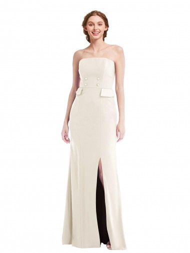 Affordable Trumpet Strapless Stretch Crepe Long Ivory Semi Formal Evening Dress Canada