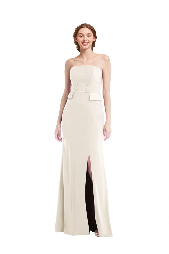 Affordable Trumpet Strapless Stretch Crepe Long Ivory Semi Formal Evening Dress Canada