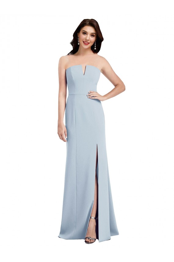 Affordable Trumpet Strapless Stretch Crepe Long Light Sky Blue Evening Dress Canada