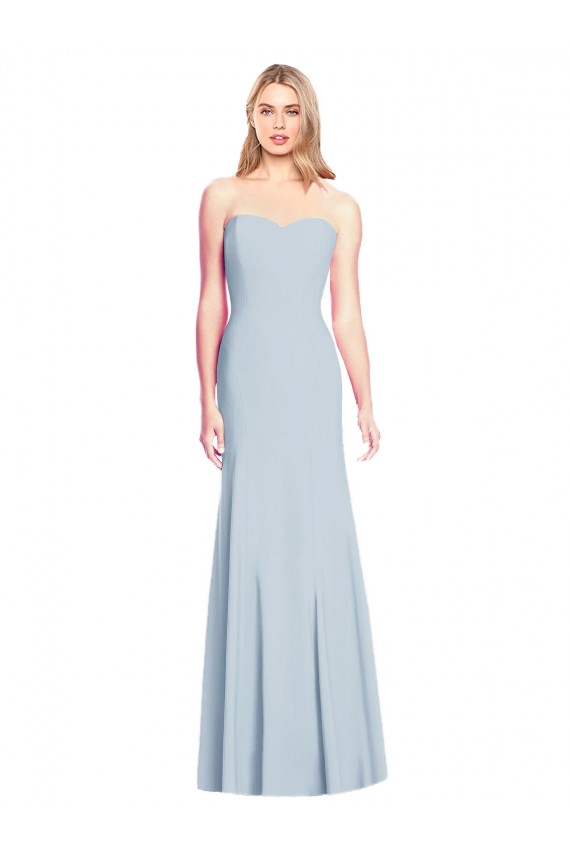 Affordable Trumpet Strapless Stretch Crepe Long Light Sky Blue Formal Dress Canada