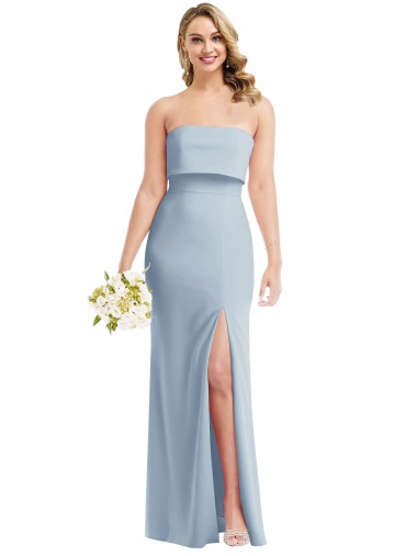 Affordable Trumpet Strapless Stretch Crepe Long Light Sky Blue Semi Formal Evening Dress Canada
