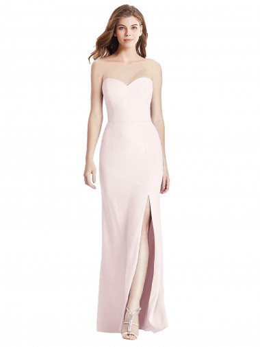 Affordable Trumpet Strapless Stretch Crepe Long Pink Semi Formal Evening Dress Canada