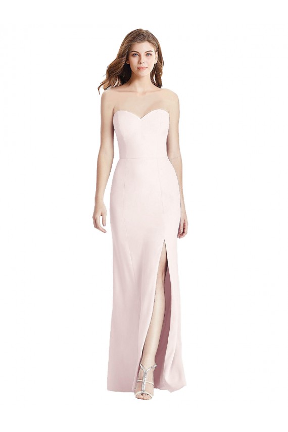Affordable Trumpet Strapless Stretch Crepe Long Pink Semi Formal Evening Dress Canada