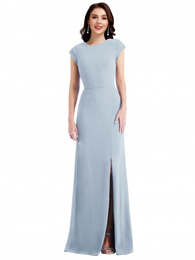 Affordable Trumpet Stretch Crepe Long Light Sky Blue Formal Evening Dress Canada