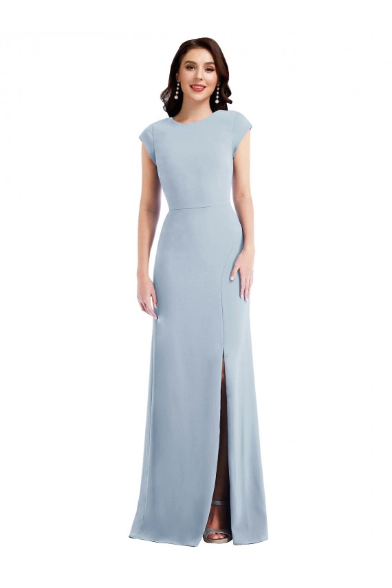 Affordable Trumpet Stretch Crepe Long Light Sky Blue Formal Evening Dress Canada