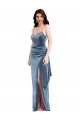 Affordable Trumpet Sweetheart Stretch Velvet Long Dusty Blue Formal Evening Dress Canada