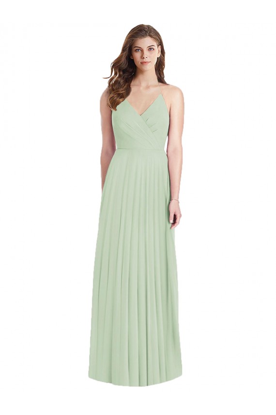 Affordable Trumpet V-Neck Soft Chiffon Long Sage Semi Formal Evening Dress Canada