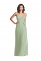 Affordable Trumpet V-Neck Soft Chiffon Long Smoke Green Formal Evening Dress Canada