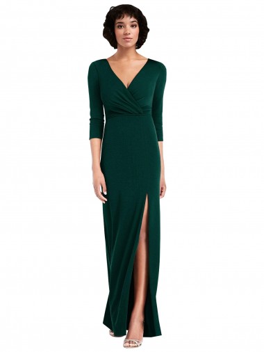 Affordable Trumpet V-Neck Spandex Long Dark Green Formal Evening Dress Canada