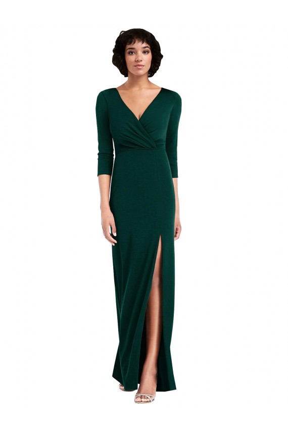 Affordable Trumpet V-Neck Spandex Long Dark Green Formal Evening Dress Canada