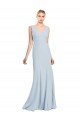 Affordable Trumpet V-Neck Stretch Crepe Long Light Sky Blue Evening Gown Canada