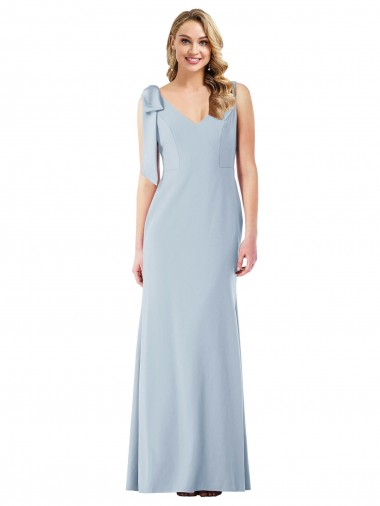 Affordable Trumpet V-Neck Stretch Crepe Long Light Sky Blue Semi Formal Evening Dress Canada