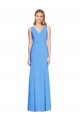 Affordable Trumpet V-Neck Stretch Crepe Long Peacock Blue Semi Formal Evening Dress Canada