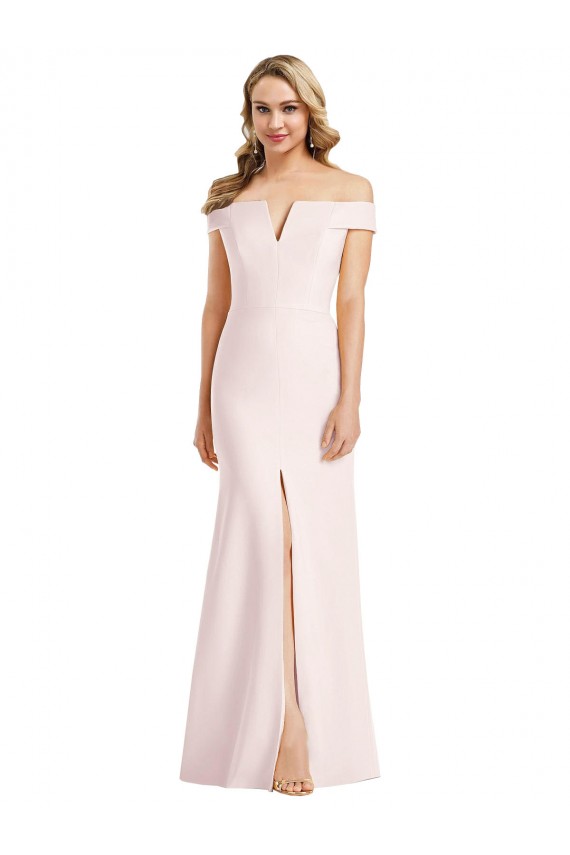 Affordable Trumpet V-Neck Stretch Crepe Long Pink Evening Dress Canada