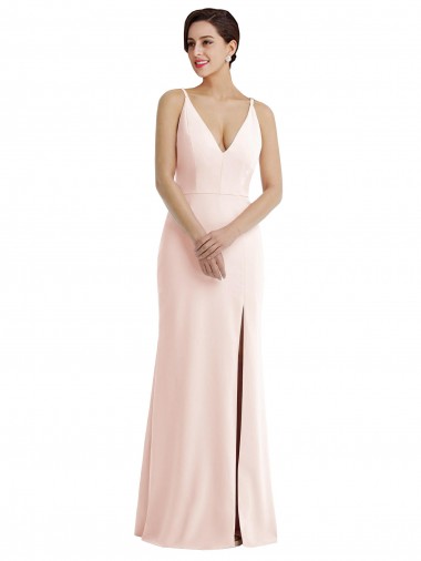 Affordable Trumpet V-Neck Stretch Crepe Long Pink Formal Evening Dress Canada