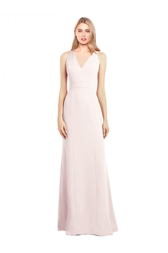 Affordable Trumpet V-Neck Stretch Crepe Long Pink Semi Formal Evening Dress Canada