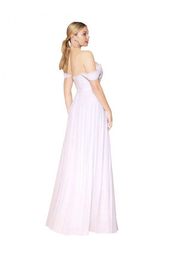 Affordable A-Line High Neck Soft Chiffon Long White Formal Evening Dress Canada