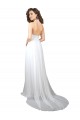 Affordable A-Line V-Neck Soft Chiffon Sweep Train White Semi Formal Evening Dress Canada