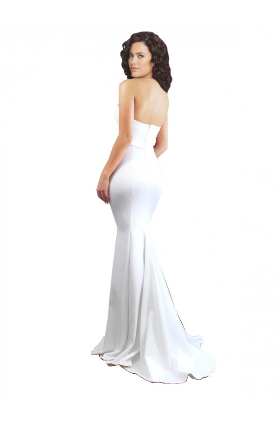 Affordable Mermaid High Neck Stretch Crepe Long White Formal Evening Dress Canada