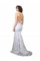 Affordable Mermaid High Neck Stretch Crepe & Sequin Tulle Long White Formal Evening Dress Canada