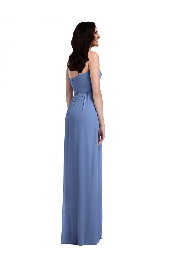 Affordable A-Line Spaghetti Straps Soft Chiffon Long Windsor Blue Semi Formal Evening Dress Canada