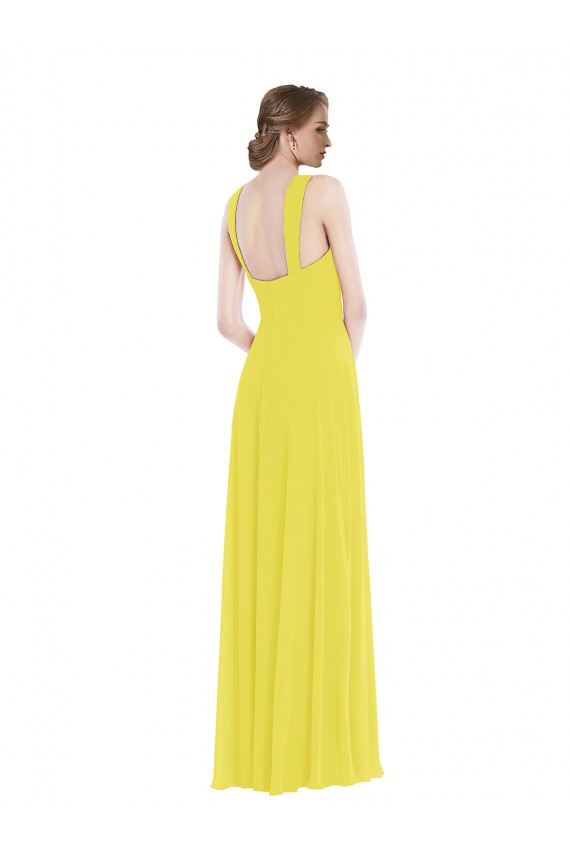 Affordable A-Line Sweetheart Soft Chiffon Long Yellow Semi Formal Evening Dress Canada